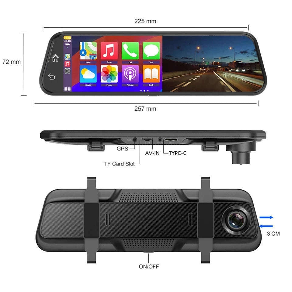 4K Touch Screen Car Dash Cam with Rear Camera-A54-6M RCC-GPS / 128G