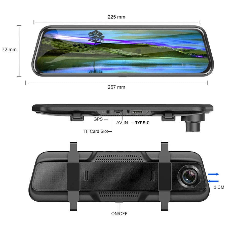 4K Touch Screen Car Dash Cam with Rear Camera-A54-6M RCC-GPS / 128G