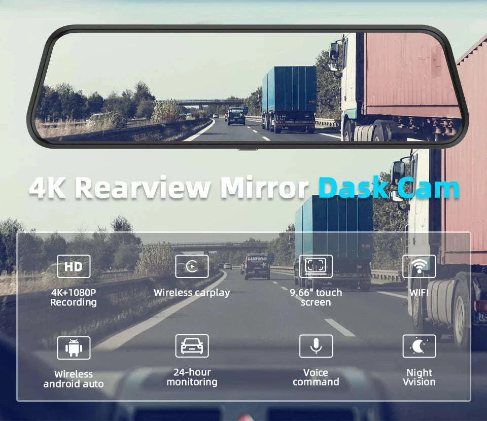 4K Touch Screen Car Dash Cam with Rear Camera-A54-6M RCC-GPS / 128G