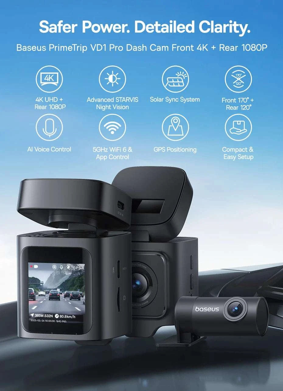 4K UHD Dash Cam with Sony Sensor, WiFi 6 & GPS Recording-Front n Rear n HW / China Mainland / 64G