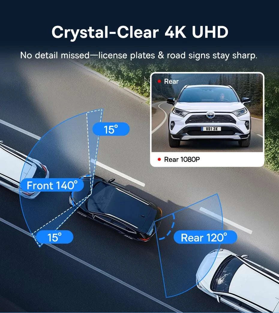 4K UHD Dash Cam with Sony Sensor, WiFi 6 & GPS Recording-Front n Rear n HW / China Mainland / 64G