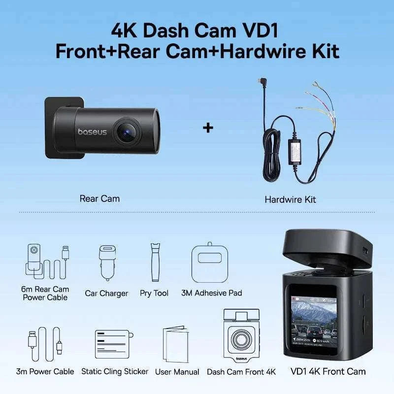 4K UHD Dash Cam with Sony Sensor, WiFi 6 & GPS Recording-Front n Rear n HW / China Mainland / 64G