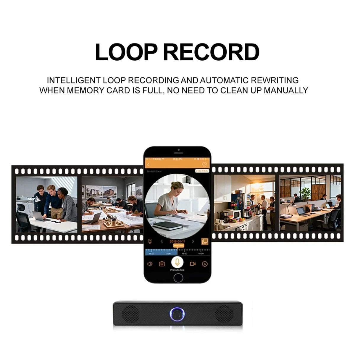 4K Ultra HD WiFi‑6 Camera with Bluetooth Speaker and Remote Viewing-black / With 64GB SD Card / China Mainland