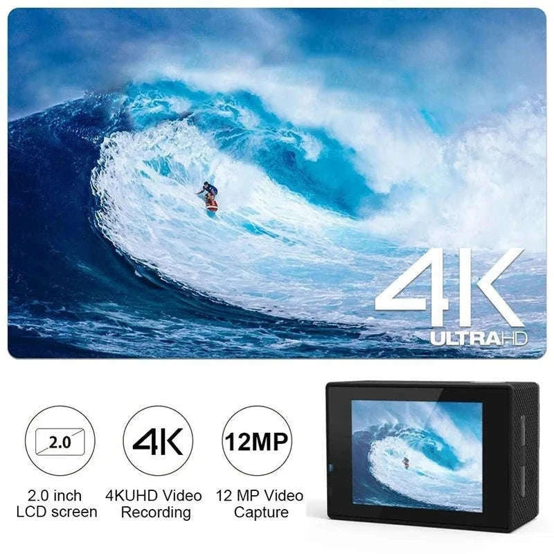 4K Underwater Action Camera with WiFi, Loop Recording-Blue