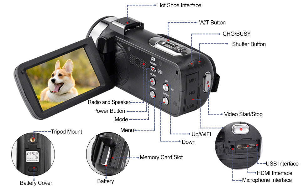 4K Video Camera Camcorder with 18X Zoom and 48MP Vlogging-United States