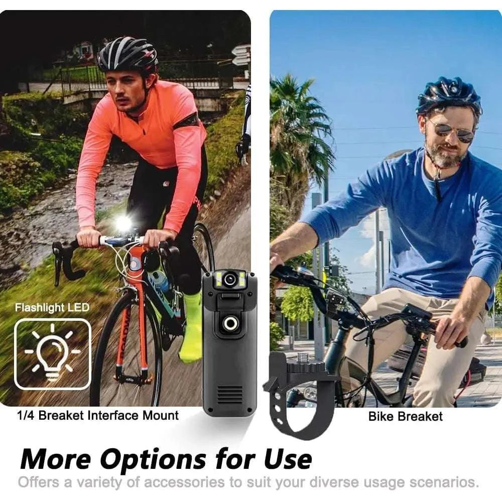 4K Wearable Body Camera with 180° Lens, Magnetic Clip & Bike Mount-United States