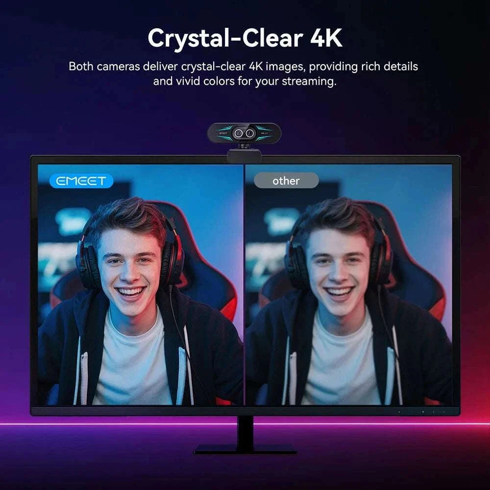 4K Webcam with Autofocus, Dual Mics & RGB Light for Streaming-4K Webcam / China Mainland