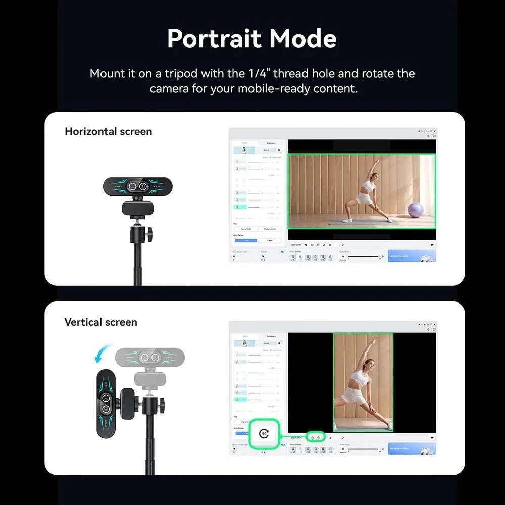 4K Webcam with Autofocus, Dual Mics & RGB Light for Streaming-4K Webcam / China Mainland