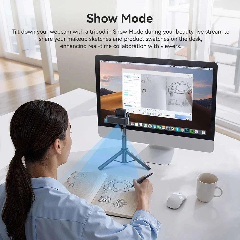 4K Webcam with Autofocus, Dual Mics & RGB Light for Streaming-4K Webcam / China Mainland