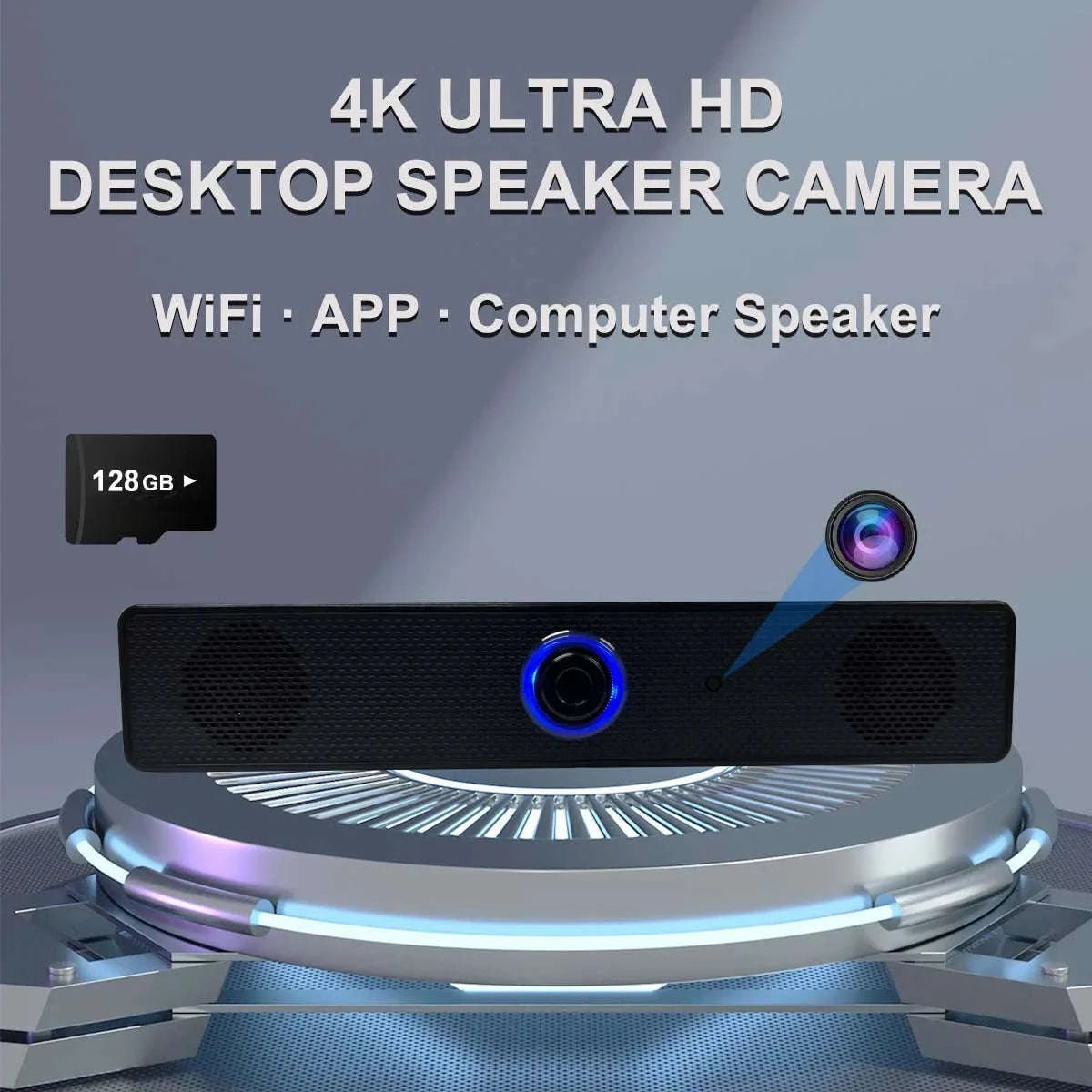 4K WiFi Bluetooth Speaker Camera with Motion Detection & App Control-With 32GB SD Card / China Mainland