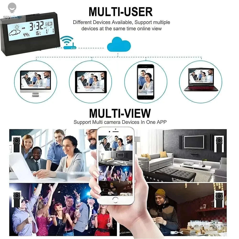 4K WiFi Clock Camera: Mini Wireless Nanny Cam-Black camera / Add 32GB SD card / CHINA