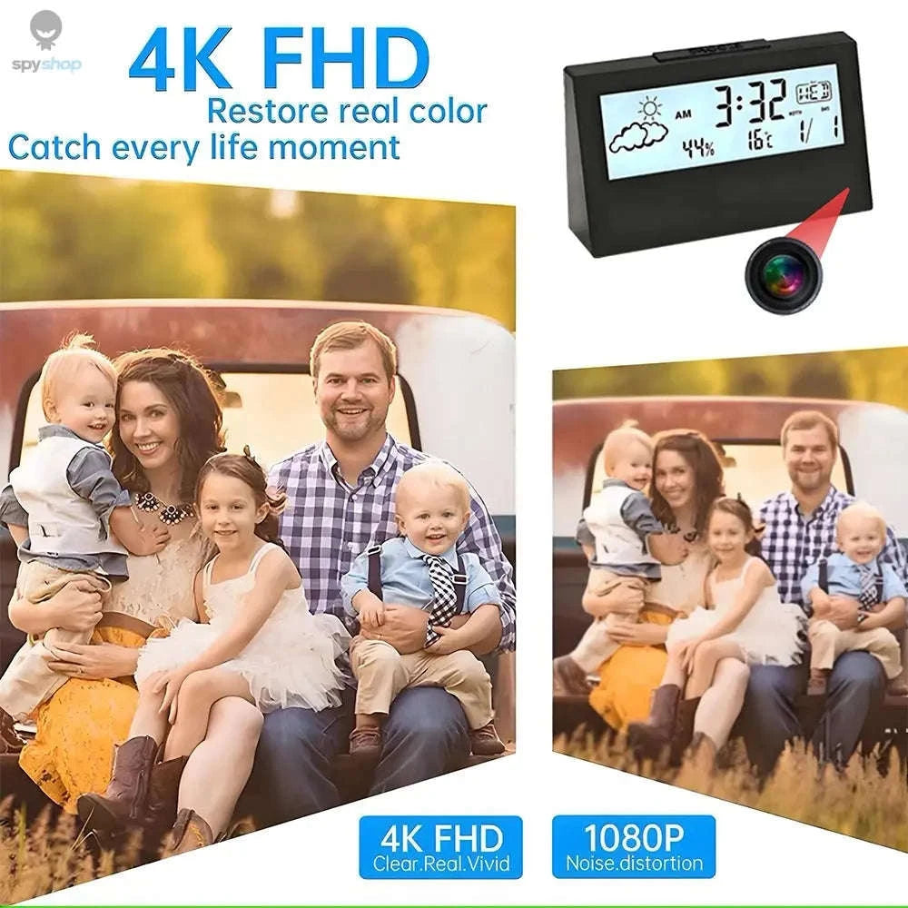 4K WiFi Clock Camera: Mini Wireless Nanny Cam-Black camera / Add 32GB SD card / CHINA
