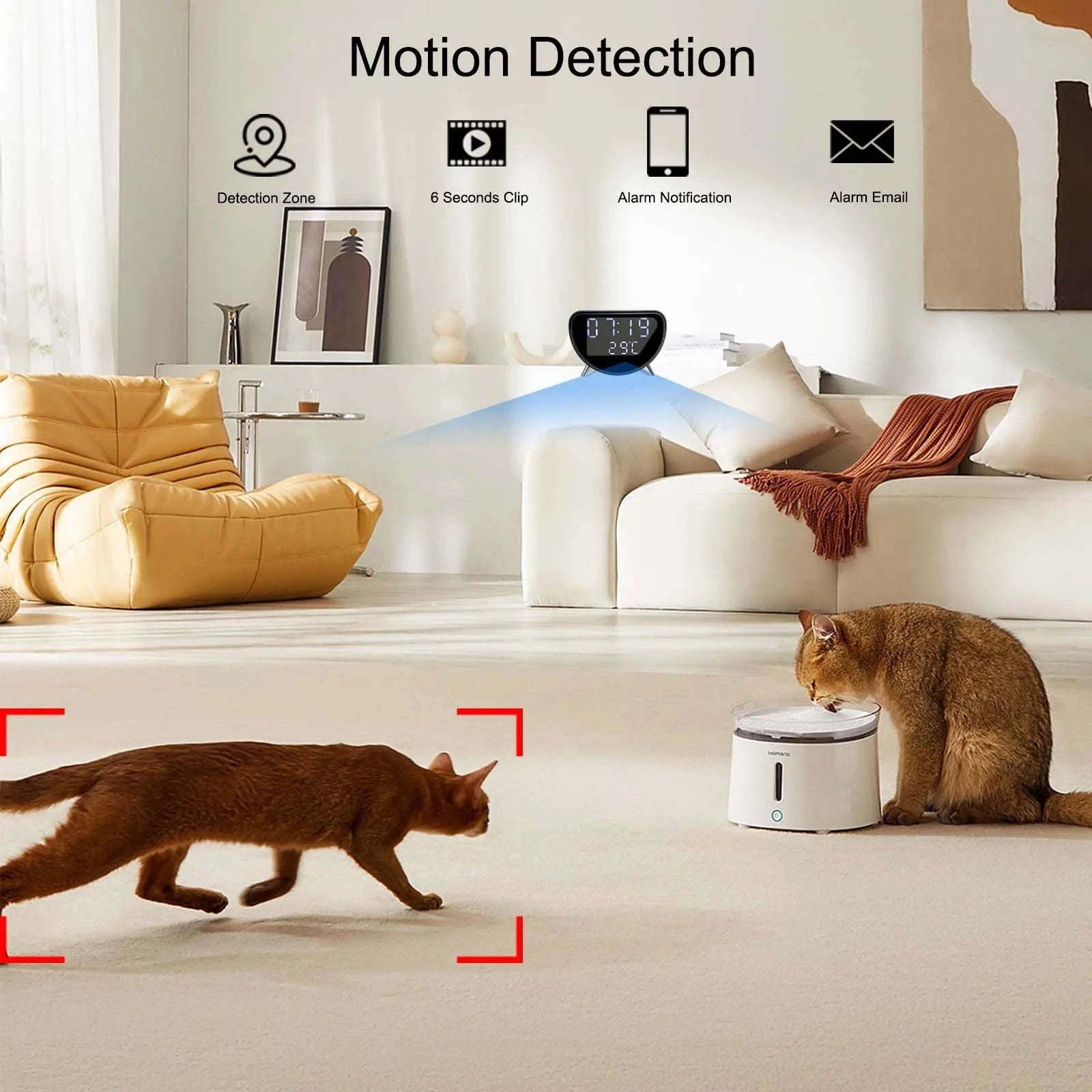 4K WiFi Clock Camera with Wireless Charging and App Control-With 16GB SD card / China Mainland