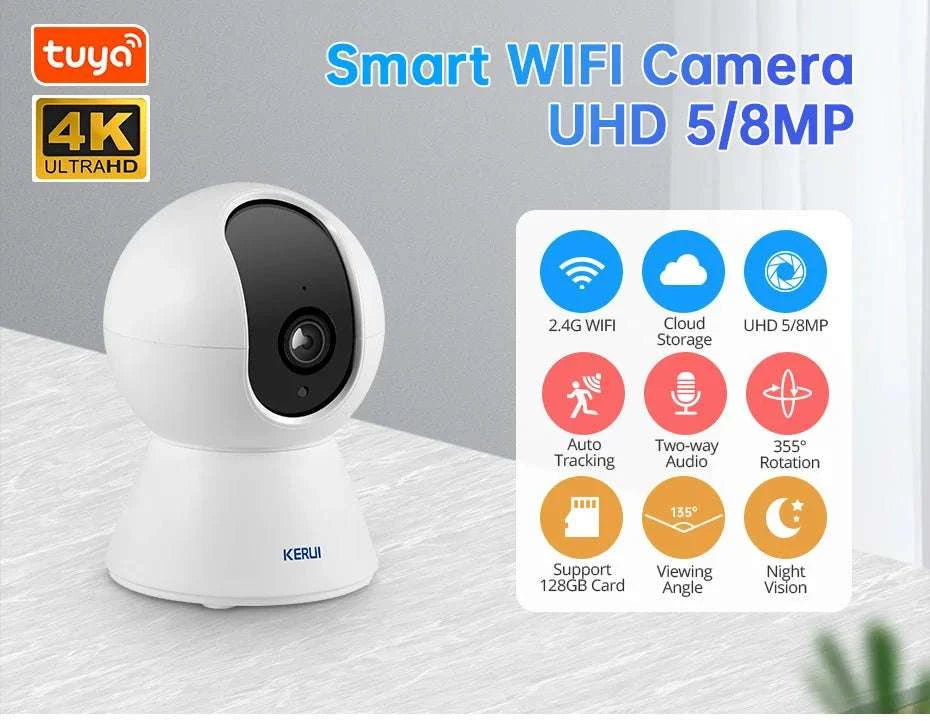 4K WiFi Indoor Security Camera with Auto Tracking & Night Vision-8MP With 32GB Card / US Plug / China Mainland