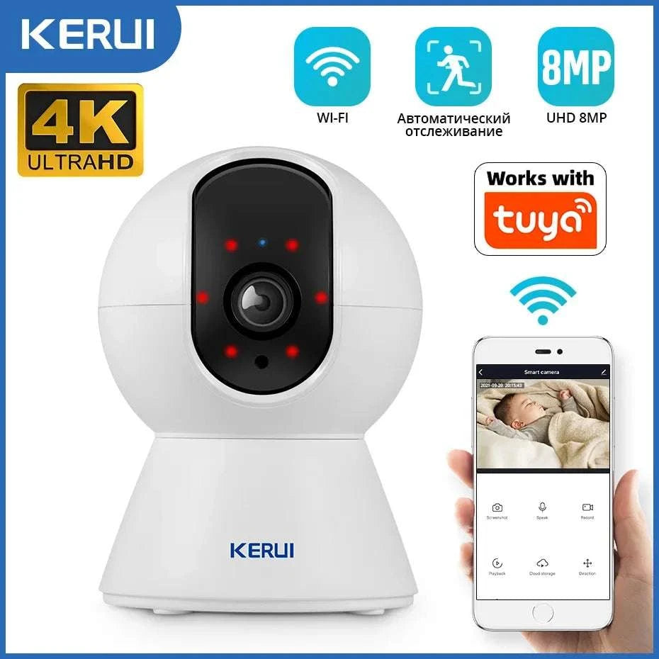4K WiFi Indoor Security Camera with Auto Tracking & Night Vision-8MP With 32GB Card / US Plug / China Mainland
