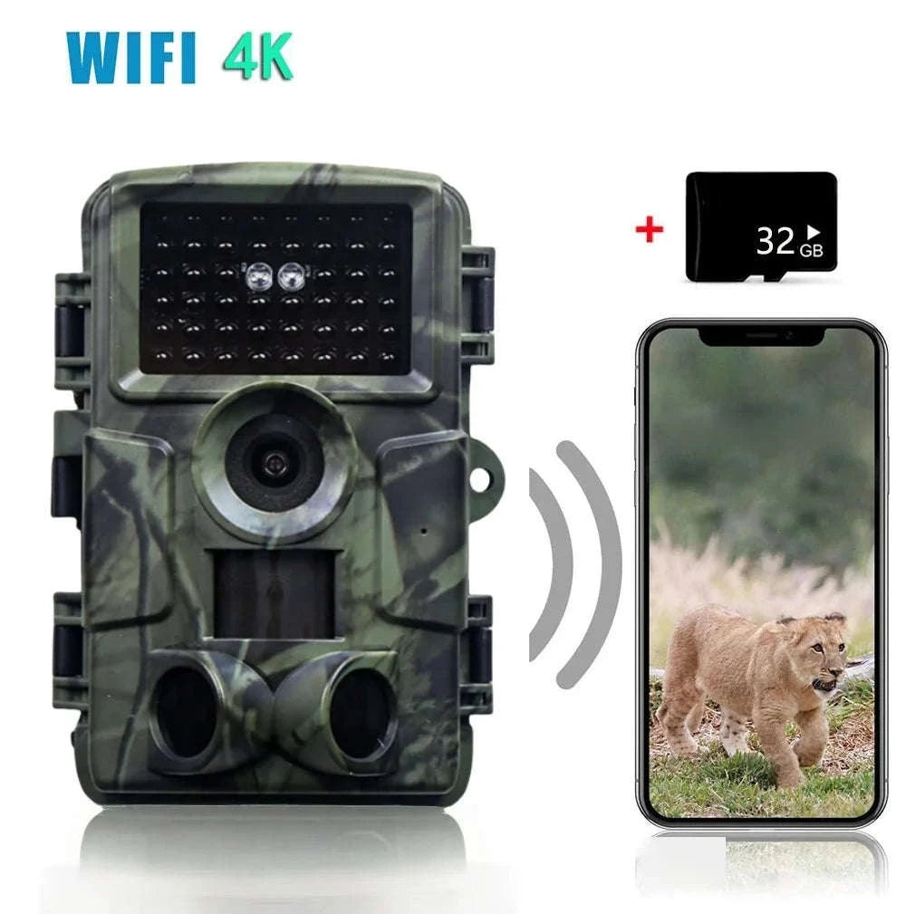 4K WiFi Trail Camera 60MP Motion Activated Night Vision IP66-PR4000W Add 128GB