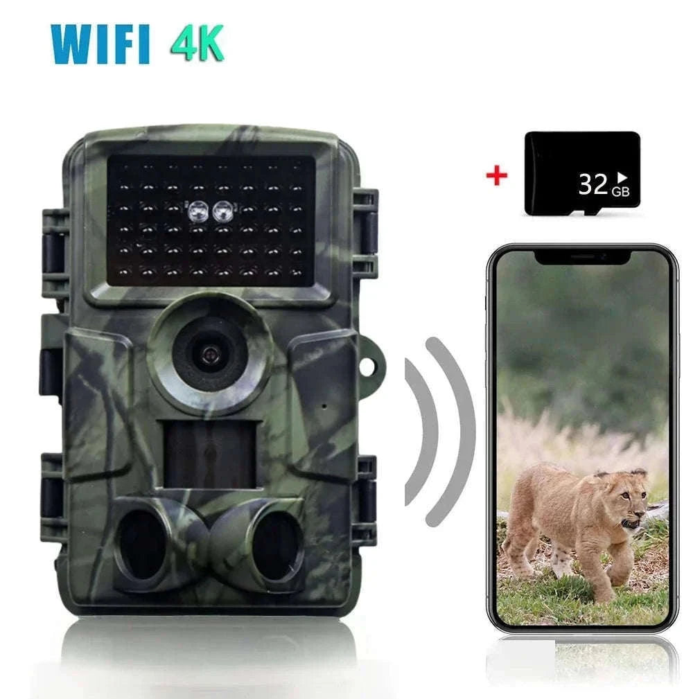 4K WiFi Trail Camera 60MP Motion Activated Night Vision IP66-PR4000W Add 128GB