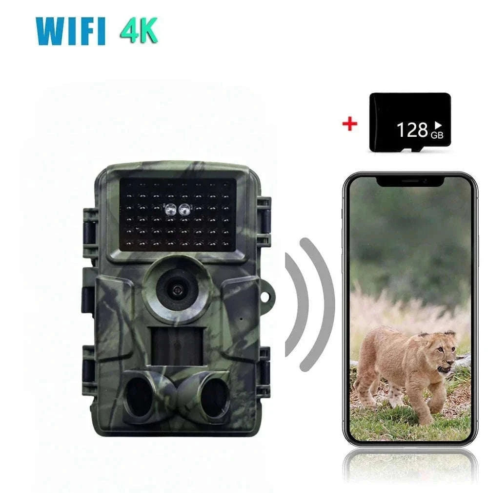 4K WiFi Trail Camera 60MP Motion Activated Night Vision IP66-PR4000W Add 128GB