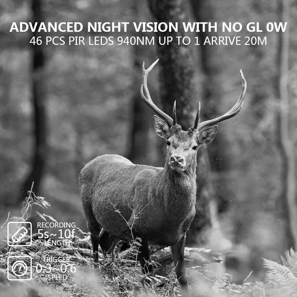 4K WiFi Trail Camera 60MP Motion Activated Night Vision IP66-PR4000W Add 128GB