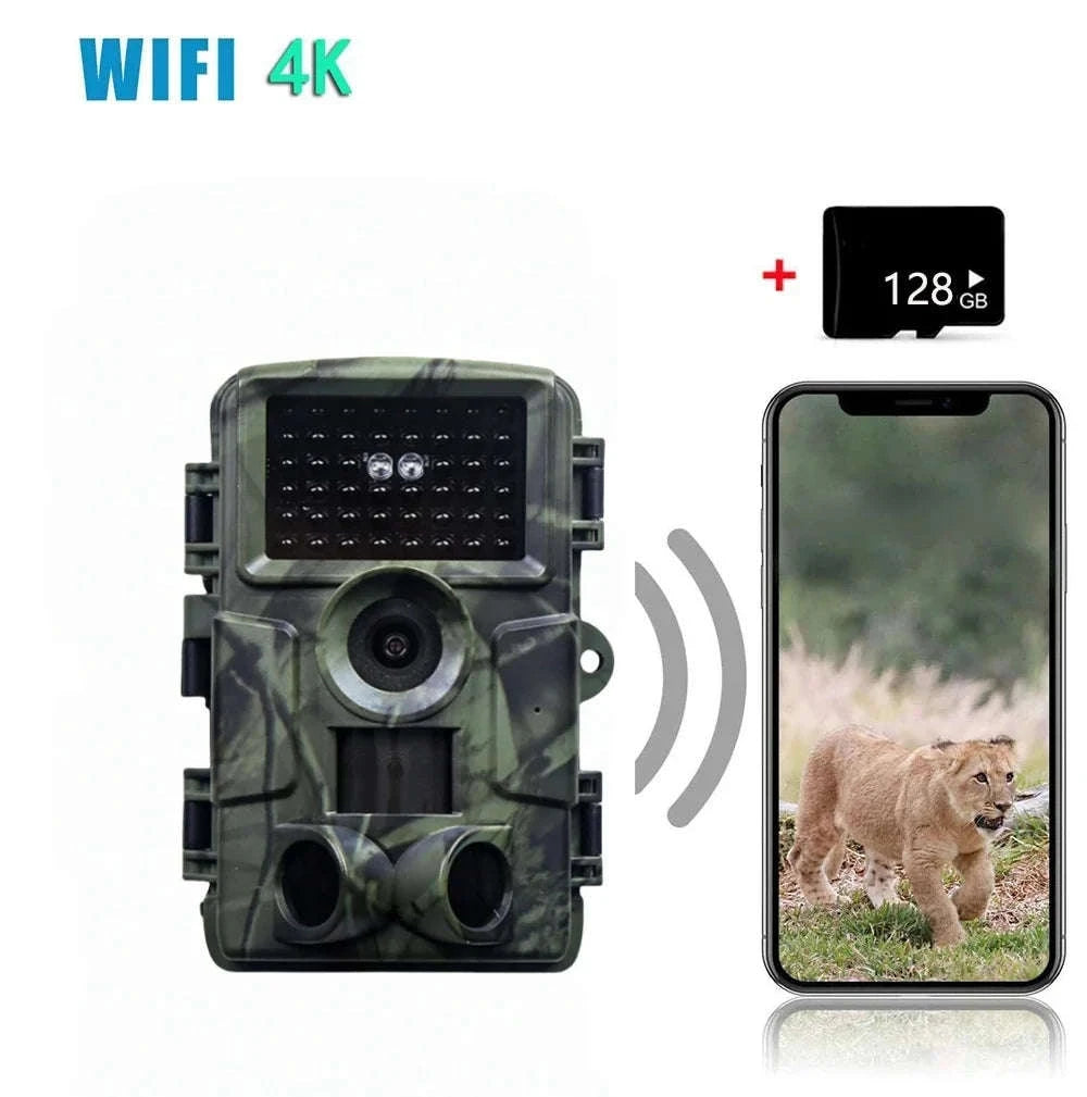 4K WiFi Trail Camera 60MP Motion Activated Night Vision IP66-PR4000W Add 128GB