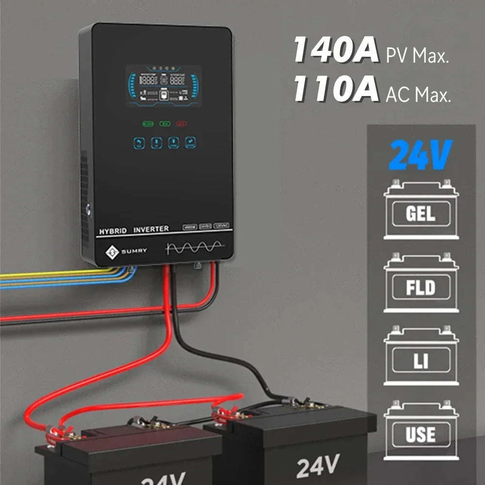 4KW Off Grid Solar Inverter 24V 140A MPPT Pure Sine Wave LCD-4000W 24V / 110-120V / United States