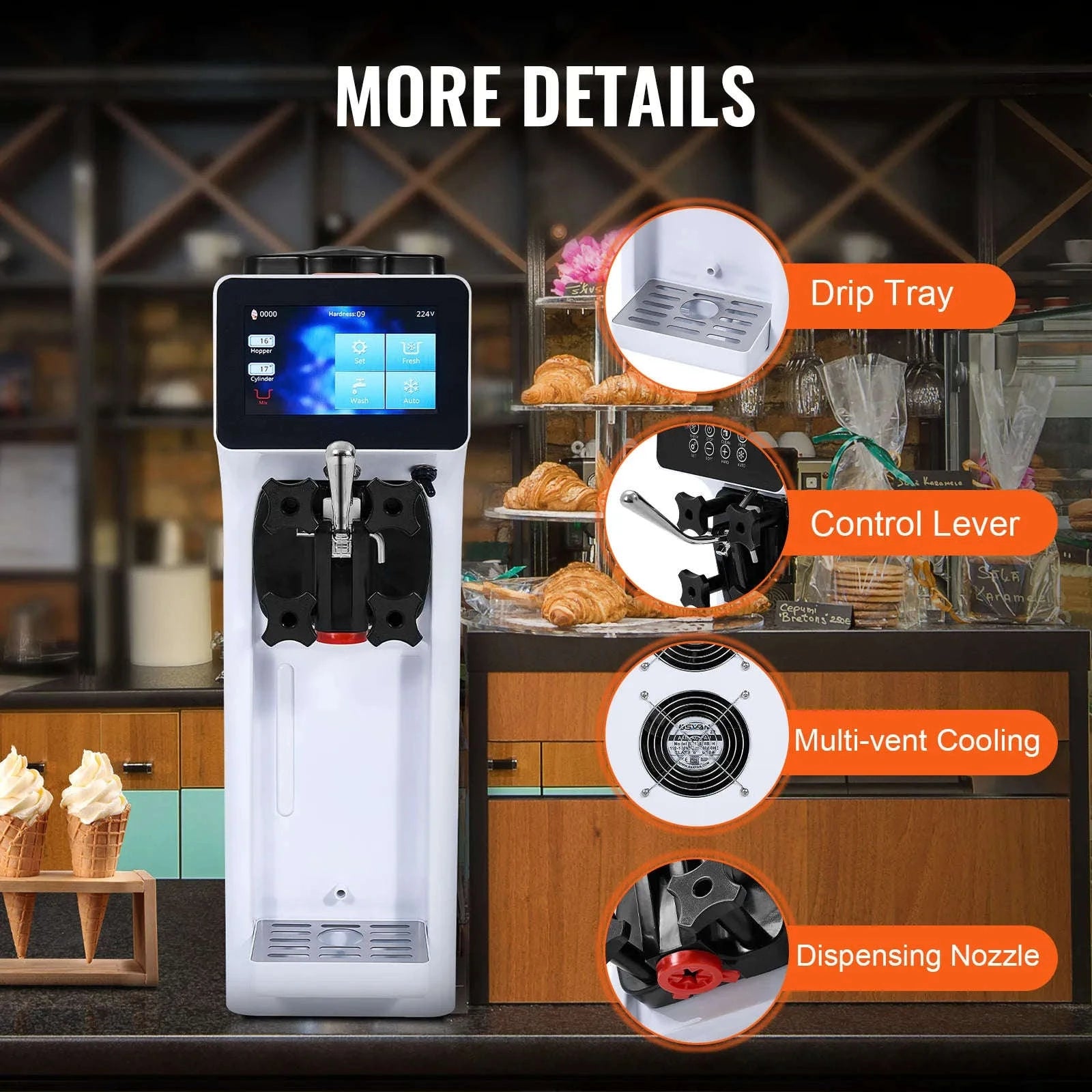 4L Commercial Countertop Soft Serve Ice Cream Maker with Touch Screen and Auto Clean-4L type 2 / spain