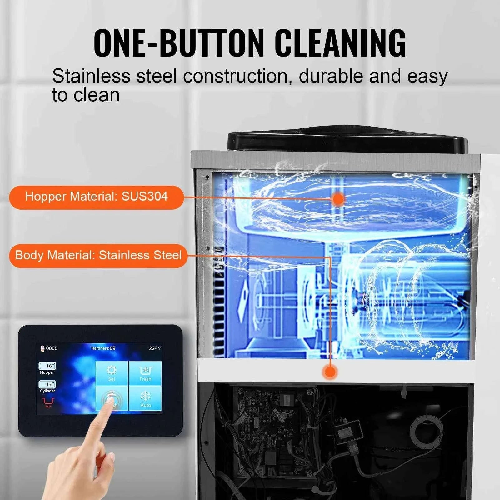 4L Commercial Countertop Soft Serve Ice Cream Maker with Touch Screen and Auto Clean-4L type 2 / spain