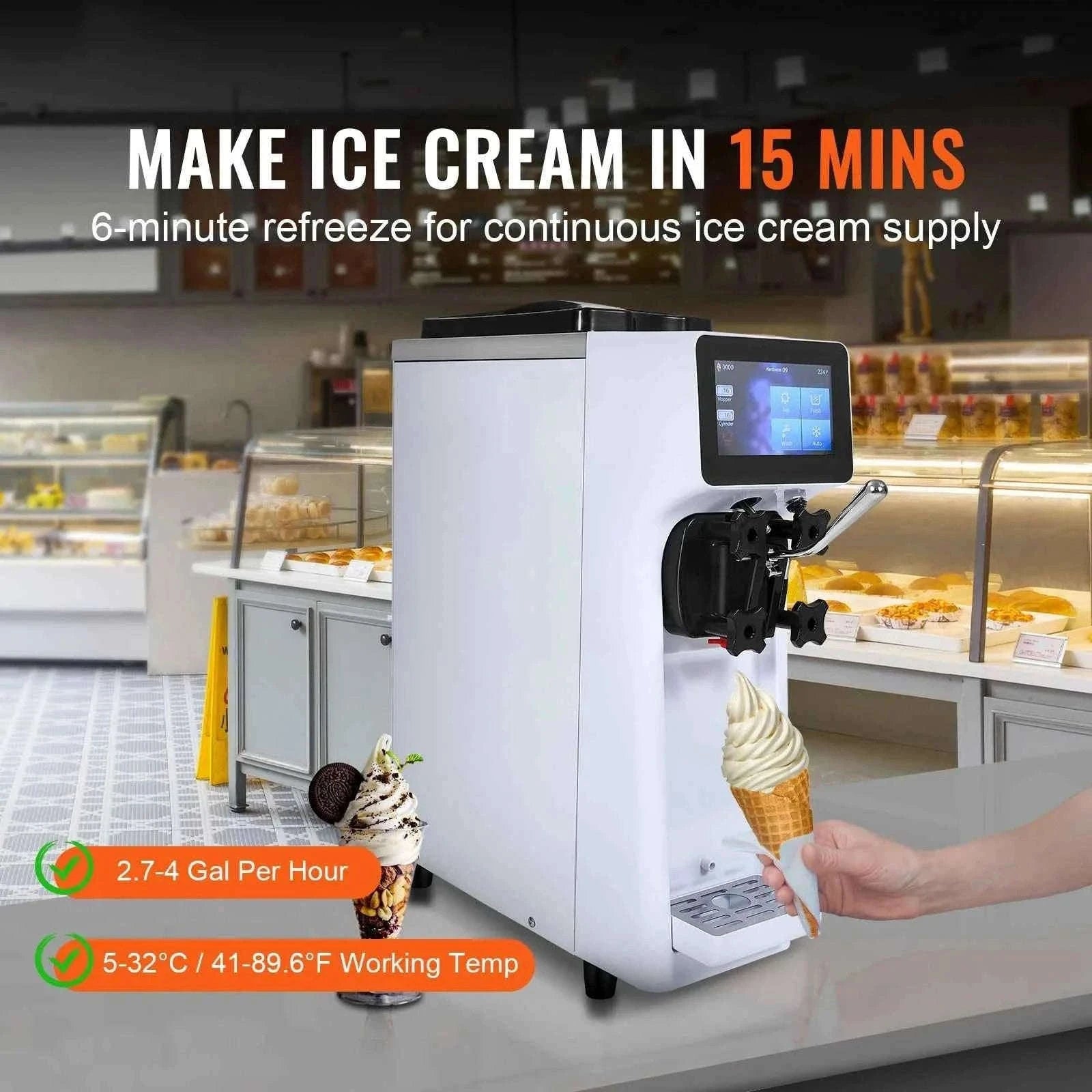 4L Commercial Countertop Soft Serve Ice Cream Maker with Touch Screen and Auto Clean-4L type 2 / spain