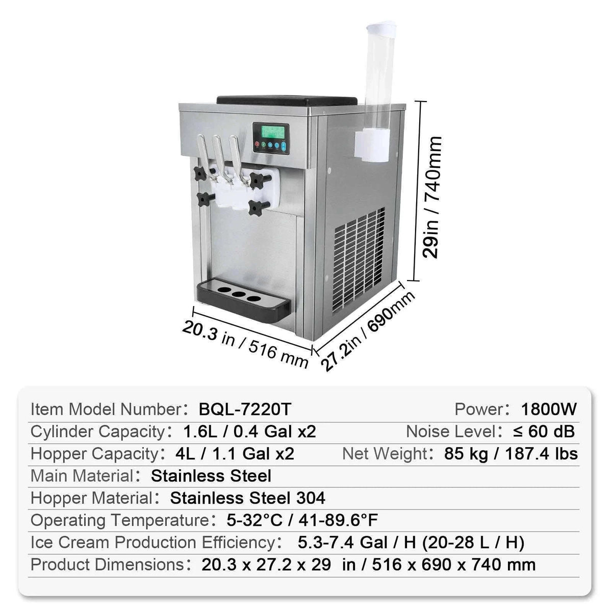 4L Commercial Countertop Soft Serve Ice Cream Maker with Touch Screen and Auto Clean-4L type 2 / spain