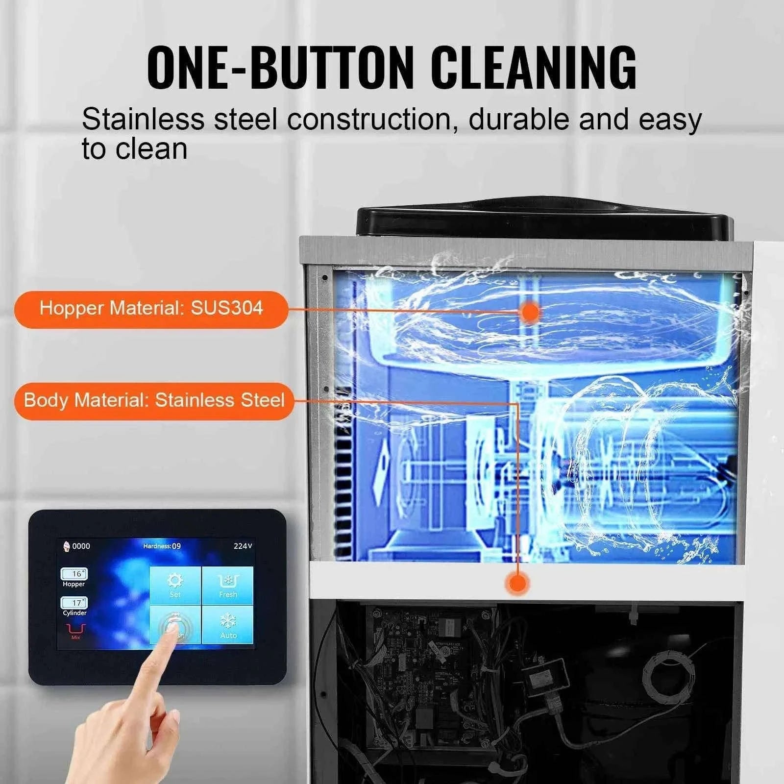 4L Commercial Countertop Soft Serve Ice Cream Maker with Touch Screen and Auto Clean-4L type 2 / spain