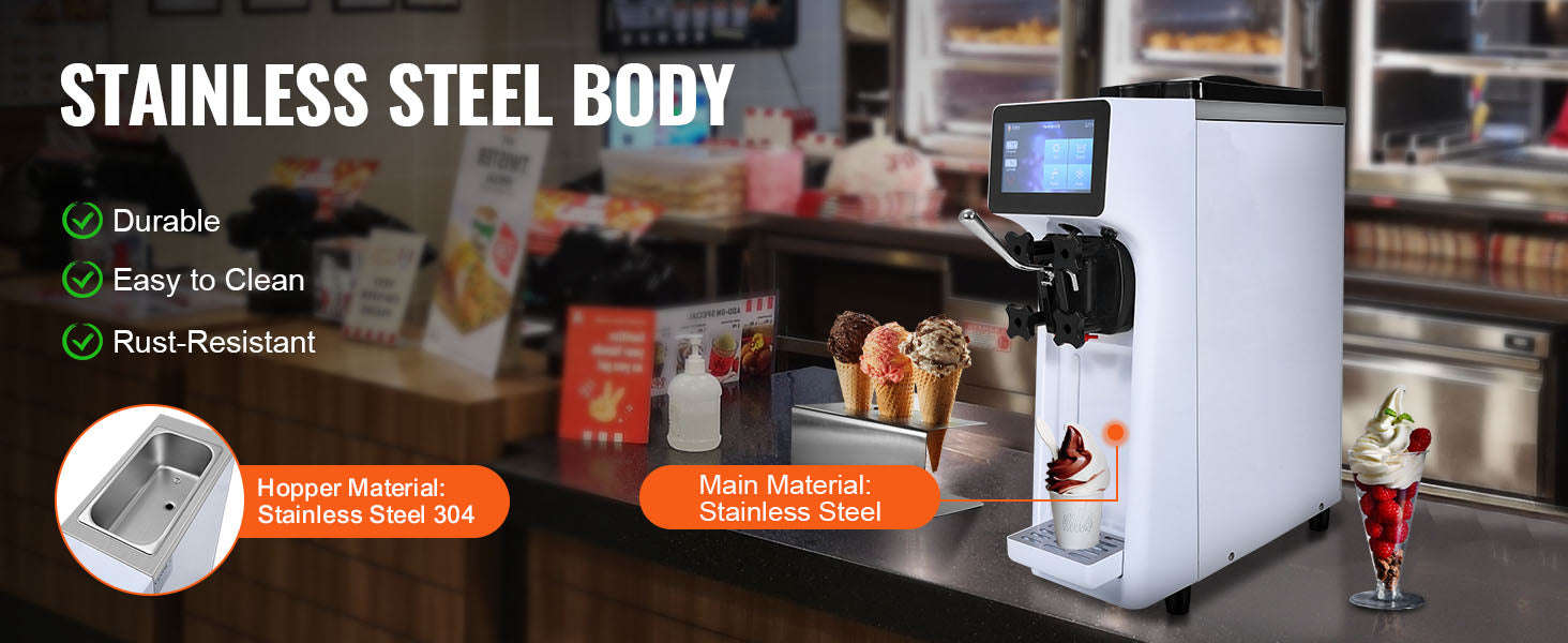 4L Commercial Countertop Soft Serve Ice Cream Maker with Touch Screen and Auto Clean-4L type 2 / spain