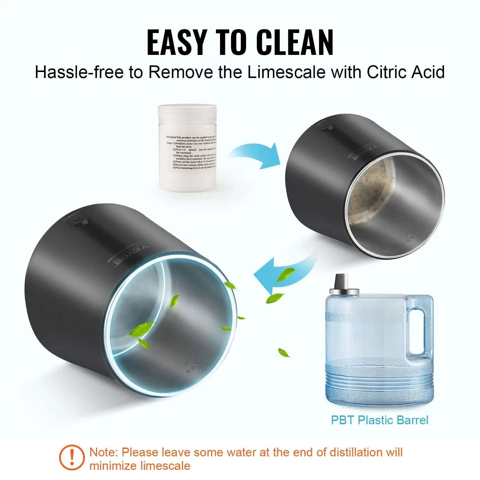 4L Countertop Water Distiller 750W Stainless Steel Purifier-United States