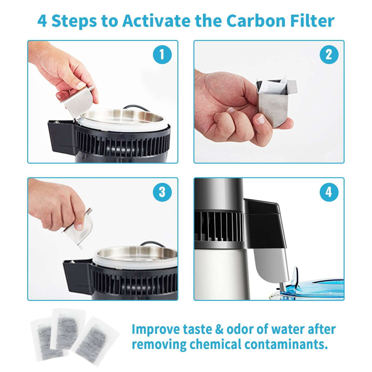 4L Countertop Water Distiller with 5-Stage Filtration & Touch Control-Silver / spain