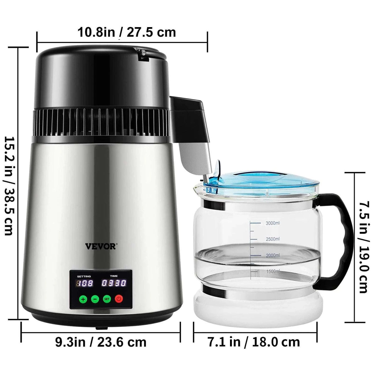 4L Countertop Water Distiller with 5-Stage Filtration & Touch Control-Silver / spain