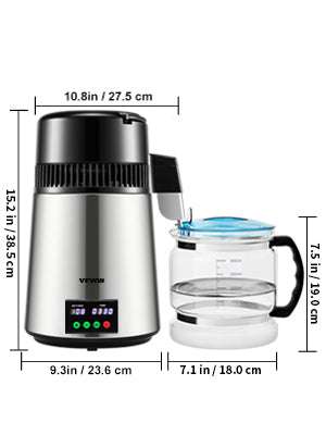 4L Countertop Water Distiller with 5-Stage Filtration & Touch Control-Silver / spain