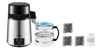 4L Home Water Distiller 1.5L/H with Touch Screen & Glass Carafe-Silver / United States