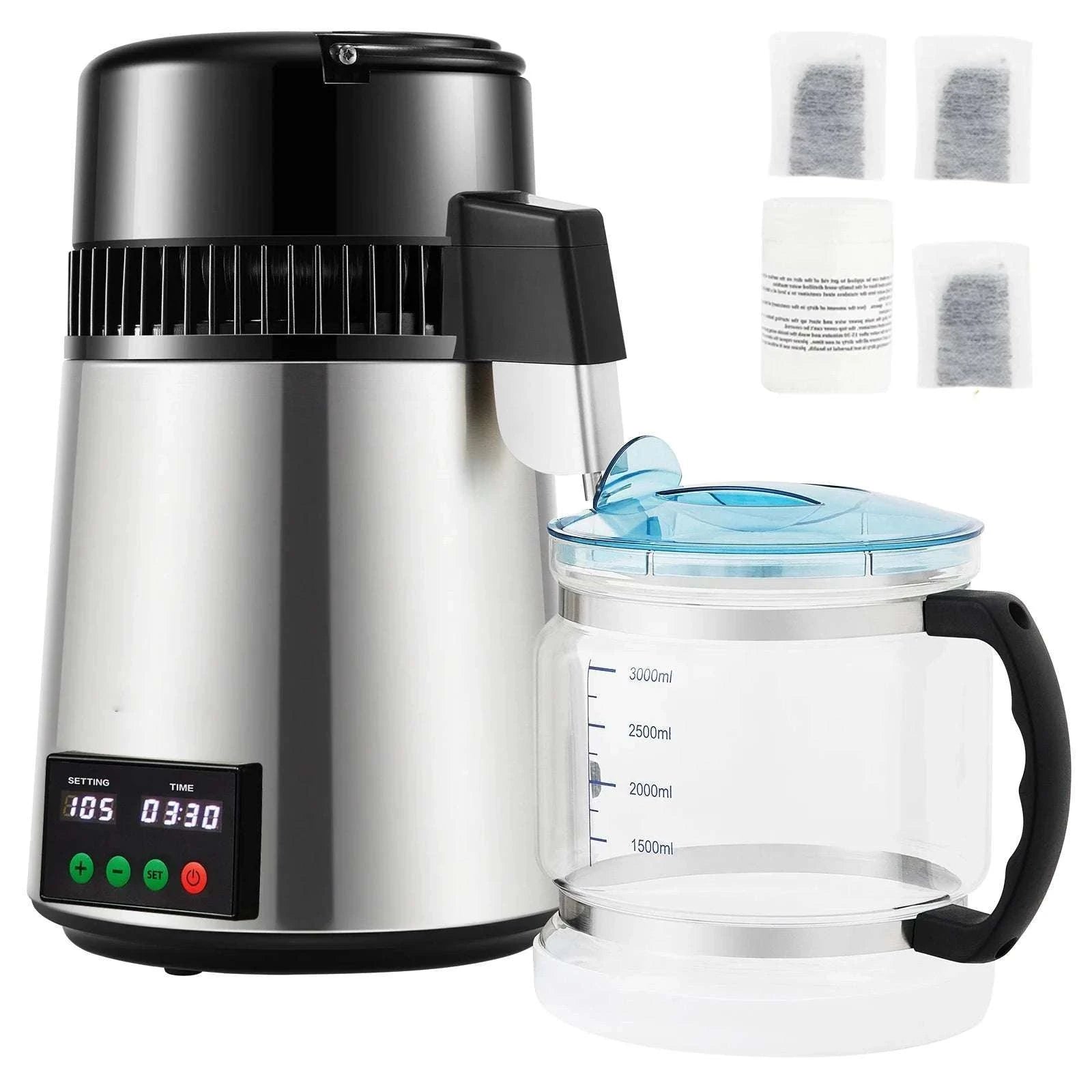 4L Home Water Distiller with Glass Carafe & Touch Display-4L Silver / GERMANY
