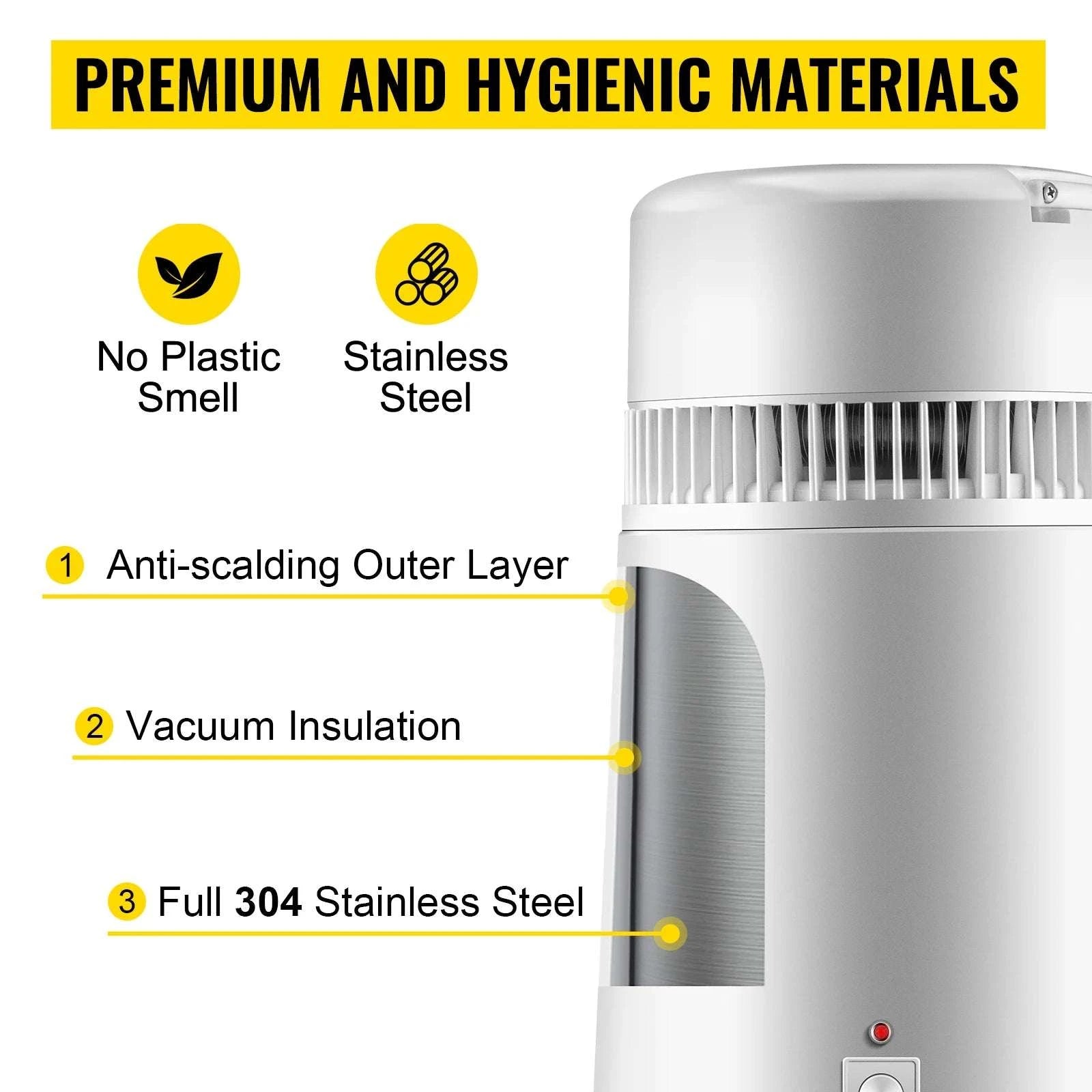 4L Stainless Steel Water Distiller 750W Countertop Purifier-4L / United States