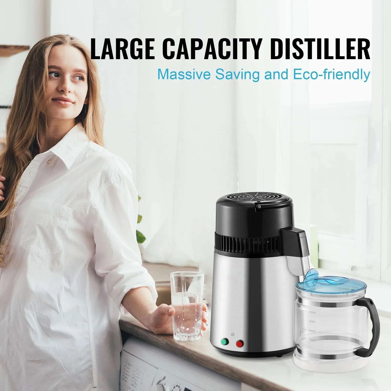 4L Water Distiller 750W Countertop Pure Water Filter System-4L / GERMANY