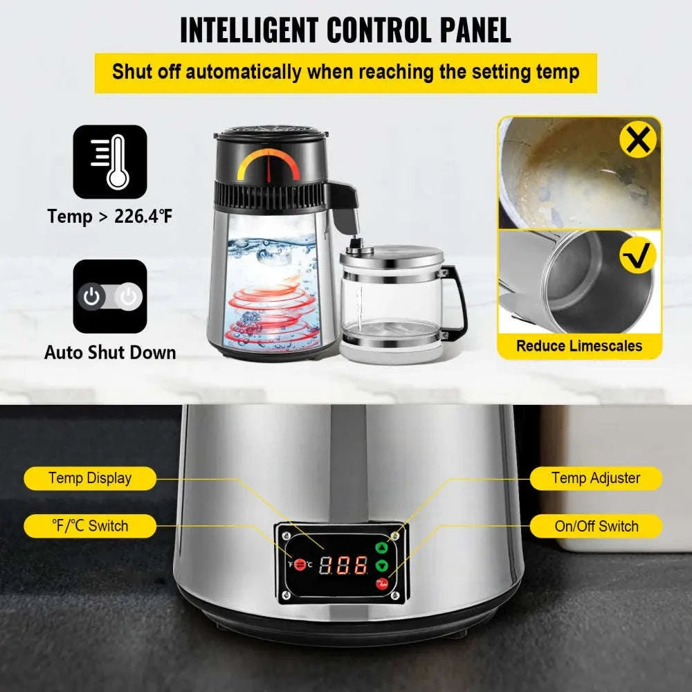 4L Water Distiller Machine 750W with Adjustable Temperature-4L / United States