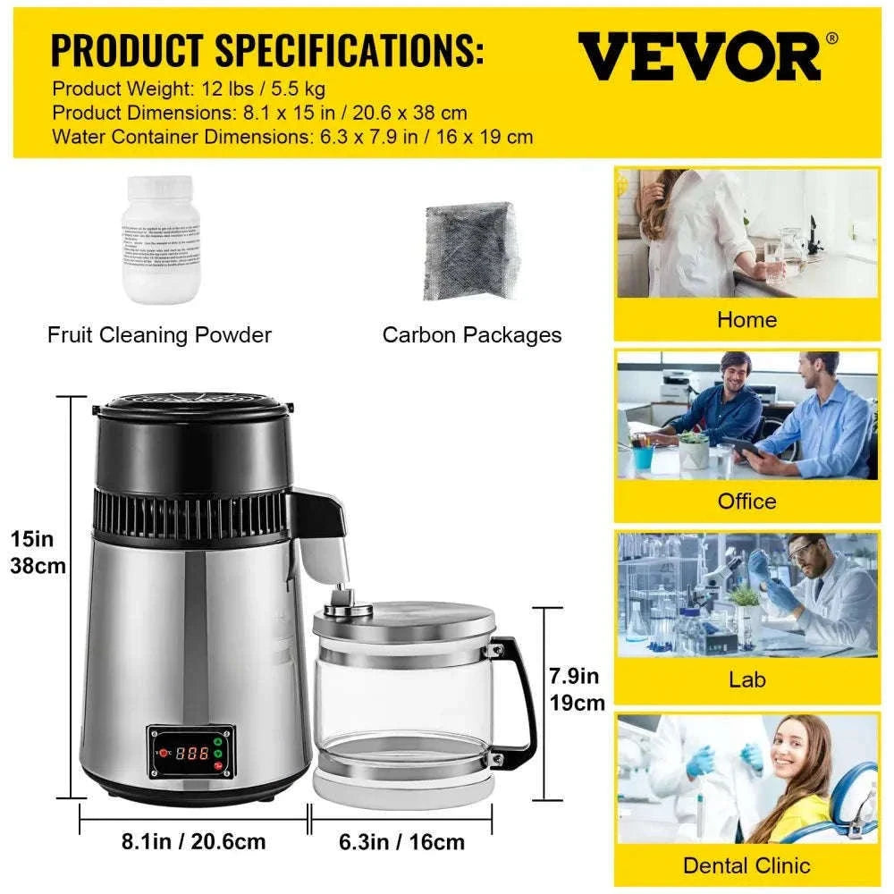 4L Water Distiller Machine 750W with Adjustable Temperature-4L / United States