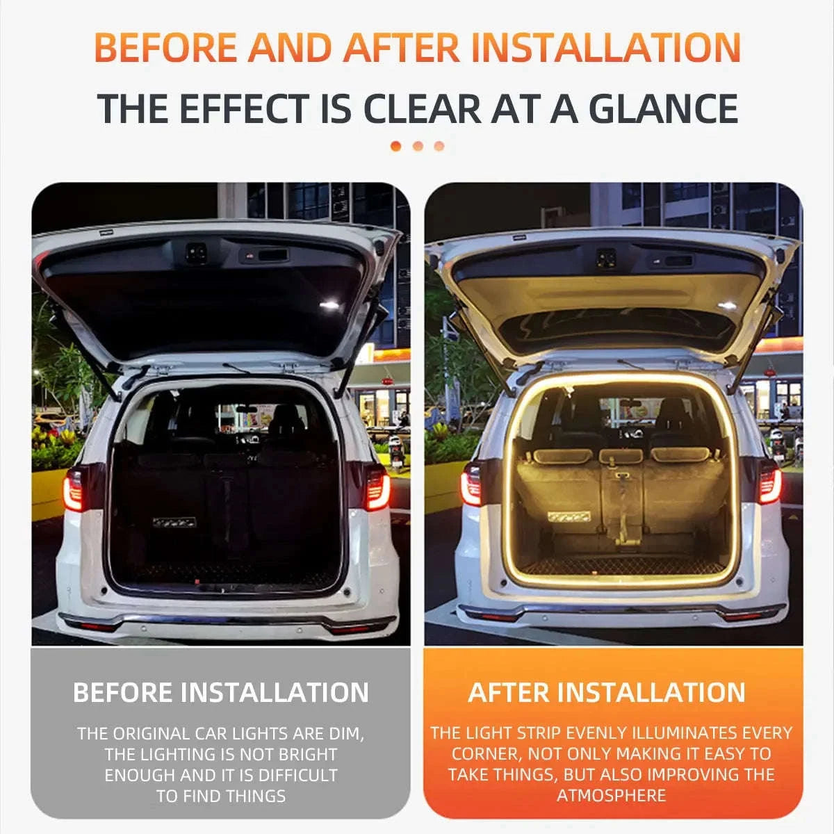 4M Auto Sensor LED Trunk Light Strip for Car Luggage Space-Poland / WHITE