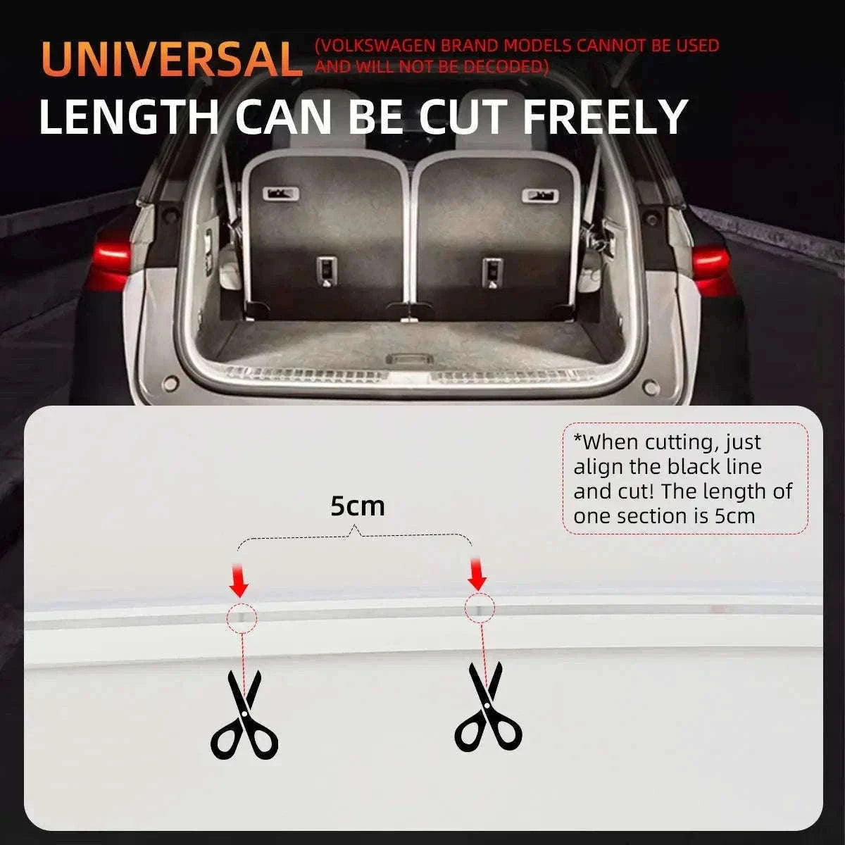 4M Auto Sensor LED Trunk Light Strip for Car Luggage Space-Poland / WHITE