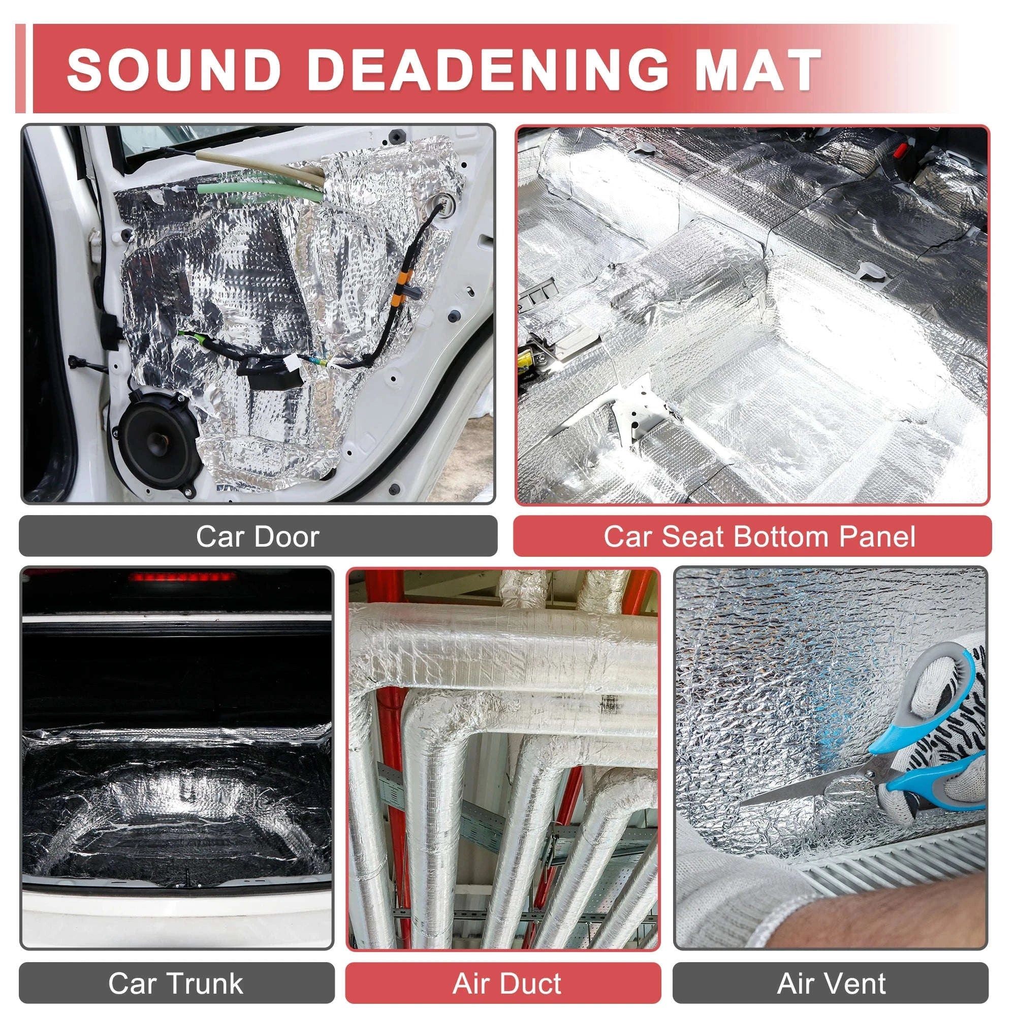 4mm Aluminum Foil Foam Car Heat Damping Pad 18 sqft 40 x 420 cm-5mm 63x100cm6.8sqft