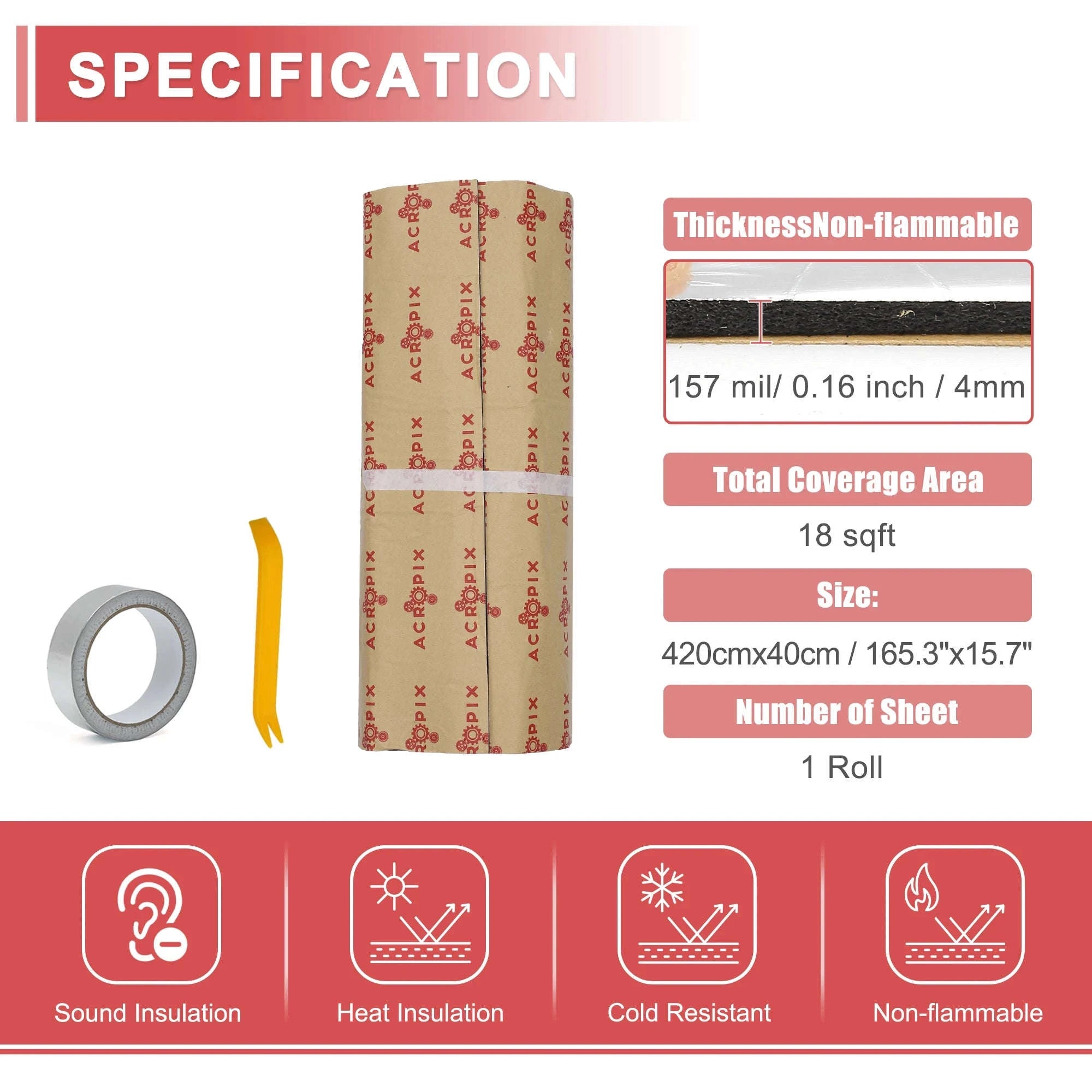 4mm Aluminum Foil Foam Car Heat Damping Pad 18 sqft 40 x 420 cm-5mm 63x100cm6.8sqft