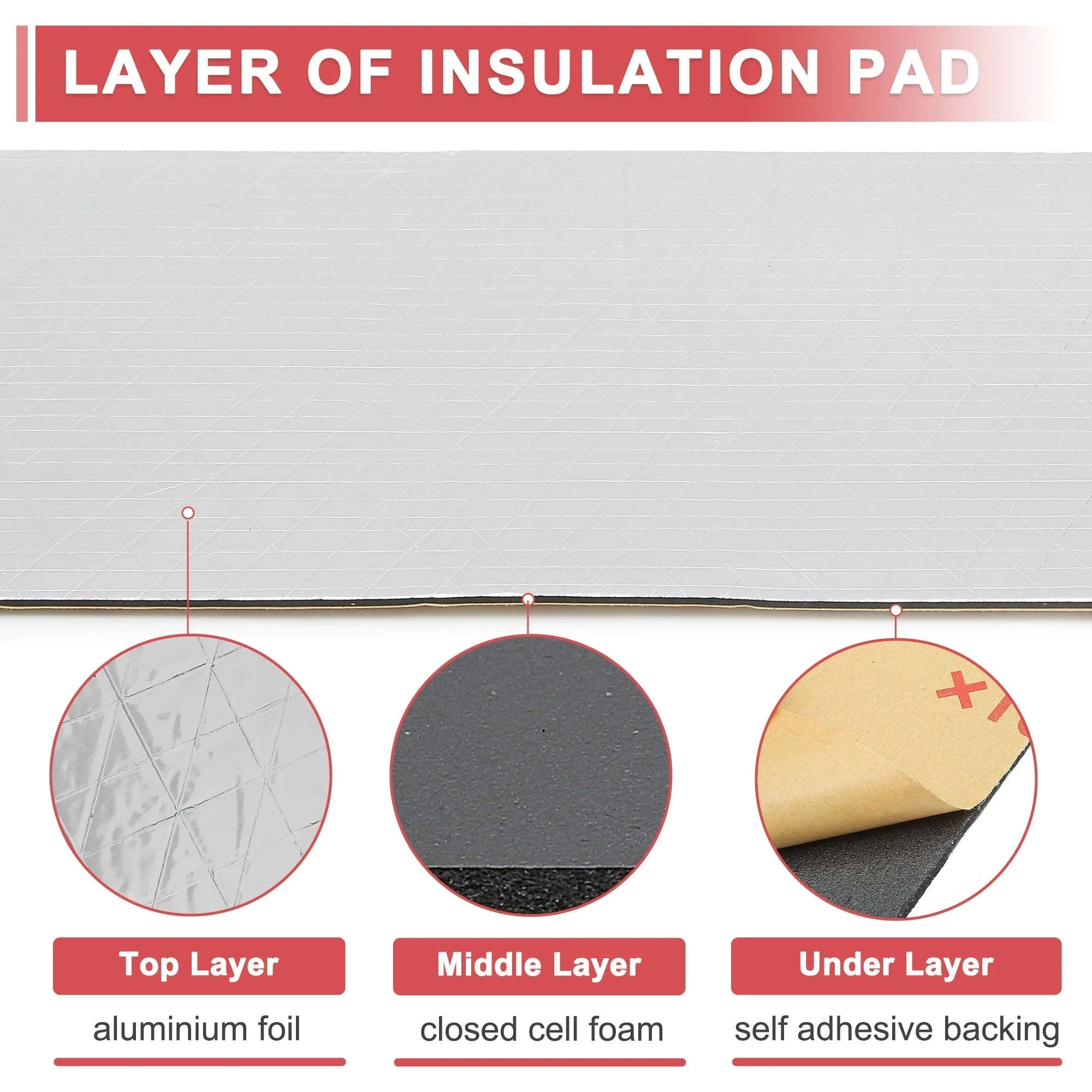 4mm Aluminum Foil Foam Car Heat Damping Pad 18 sqft 40 x 420 cm-5mm 63x100cm6.8sqft