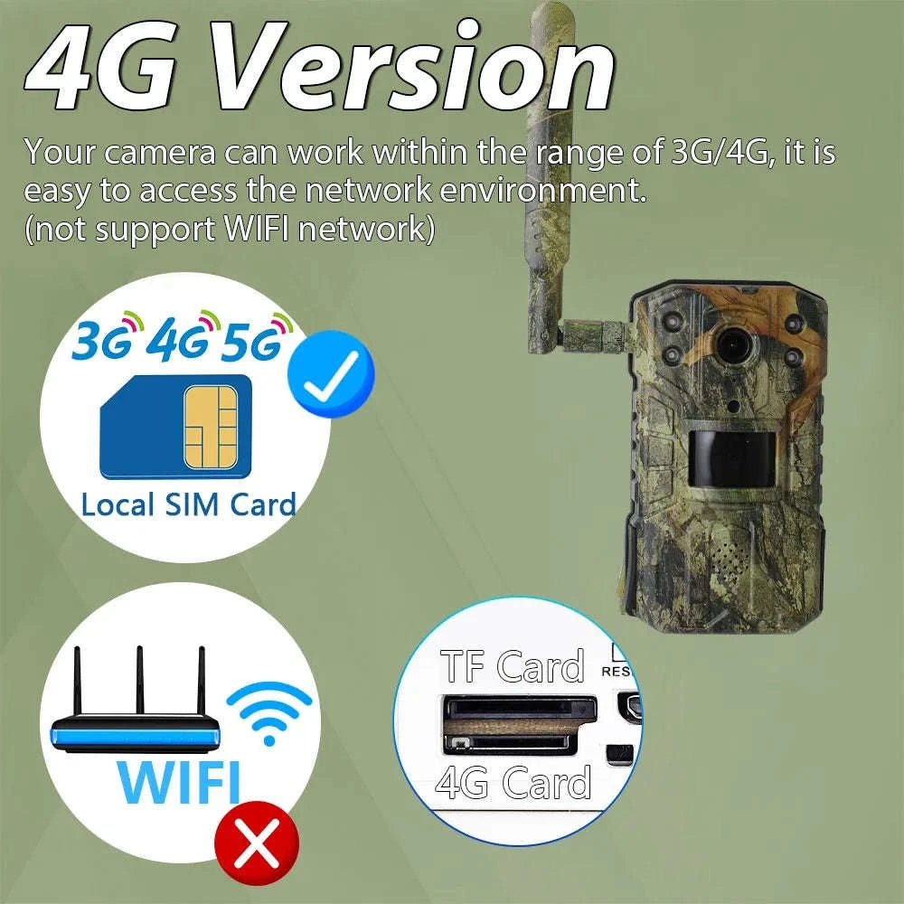 4MP 4G Solar Trail Camera Waterproof with 20M Motion Detection and 30M Night Vision-4G / france