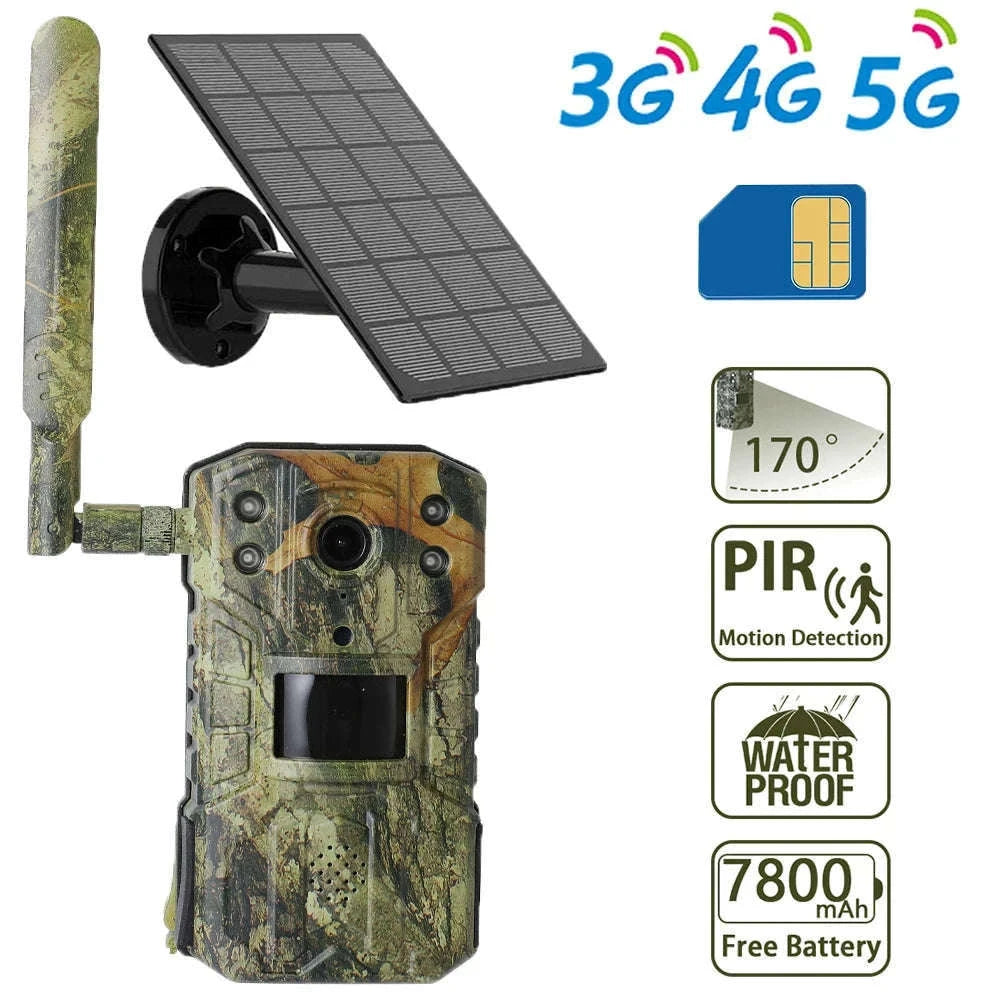 4MP 4G Solar Trail Camera Waterproof with 20M Motion Detection and 30M Night Vision-4G / france