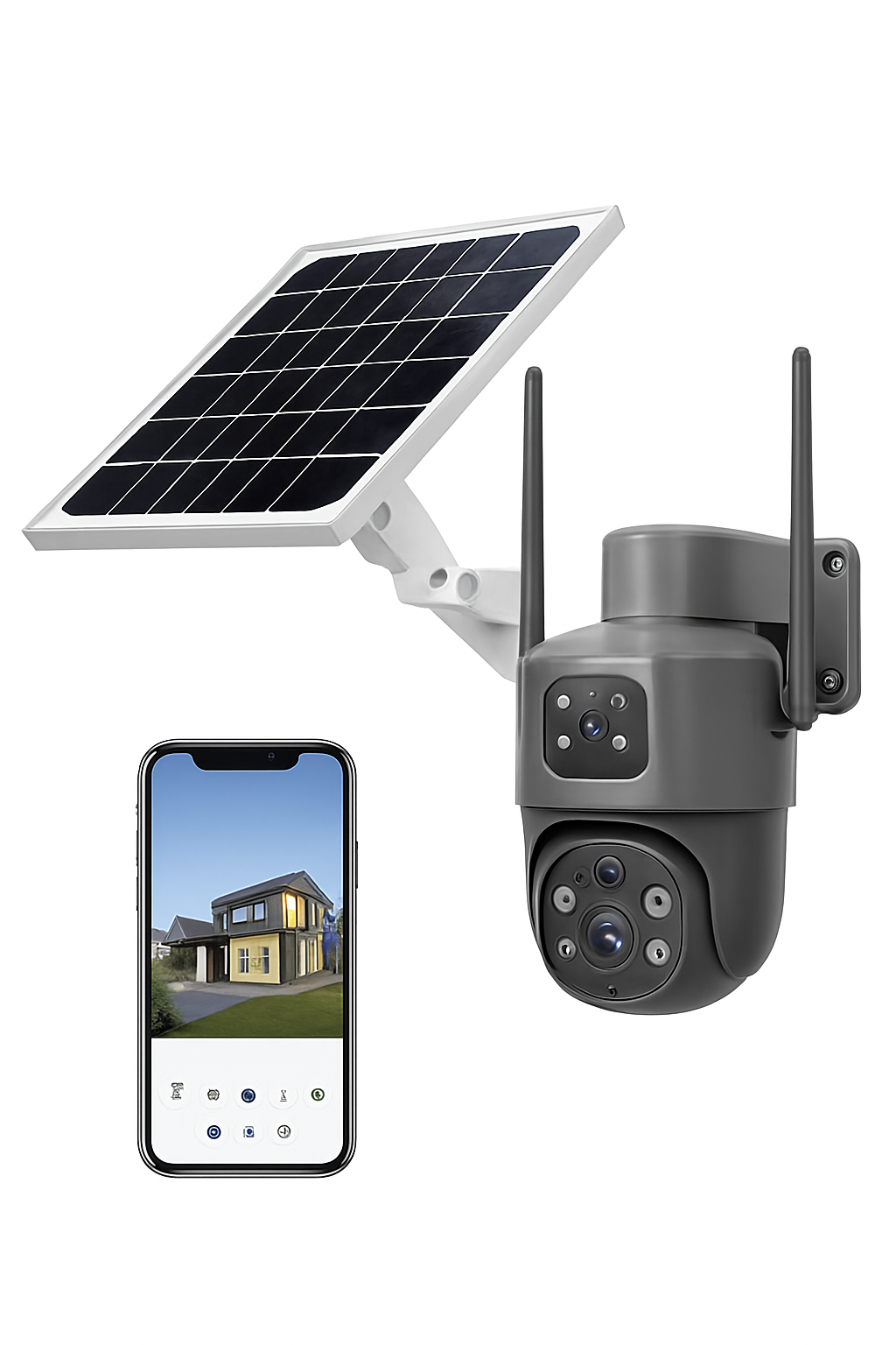 4MP 4G WiFi Solar Outdoor PTZ Security Camera Dual Lens Dual Screen