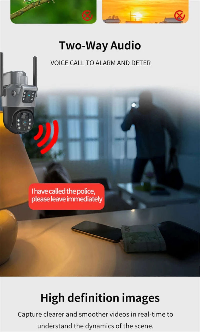 4MP 4G WiFi Solar Outdoor PTZ Security Camera Dual Lens Dual Screen-WIFI Only Camera / Poland